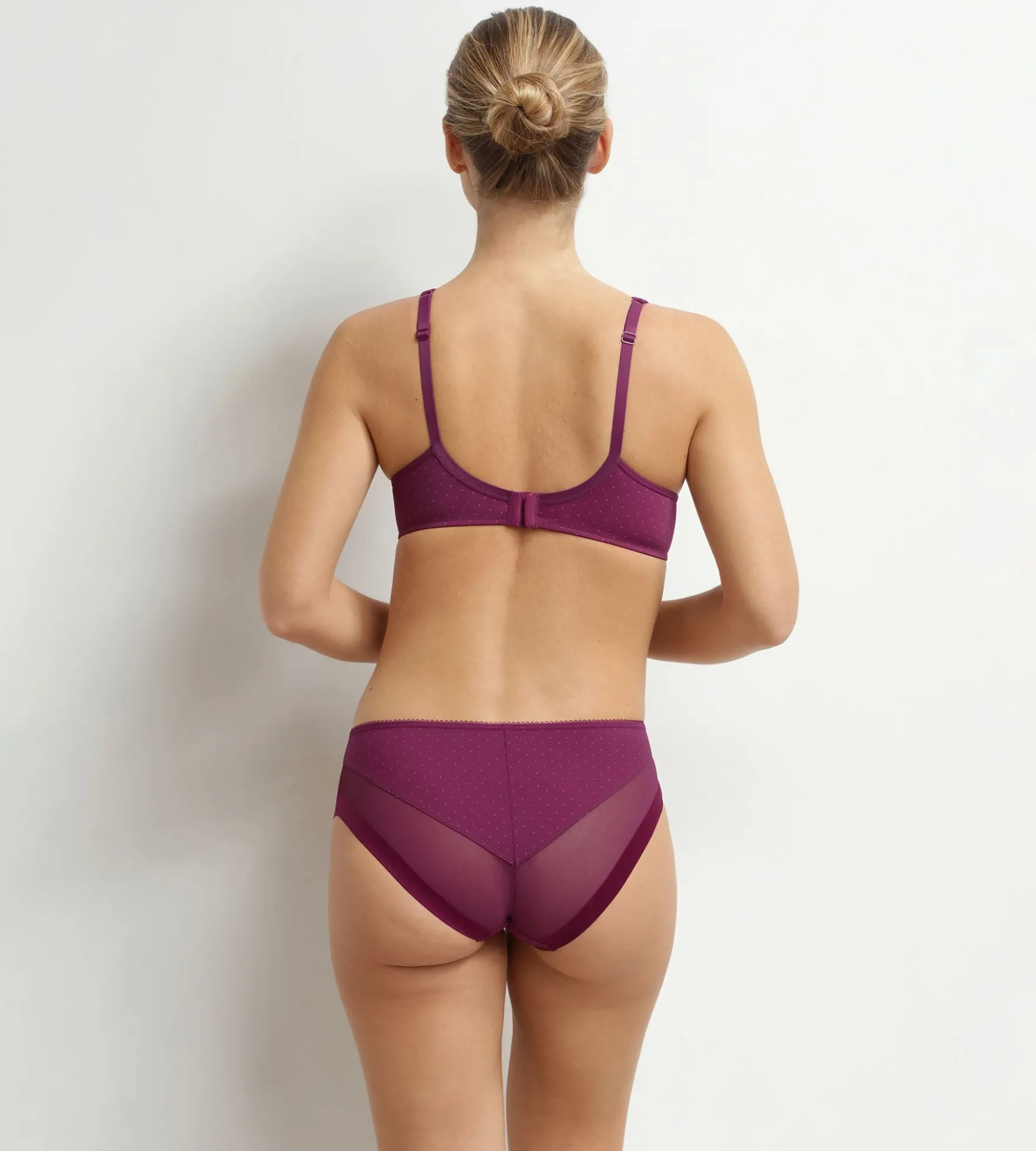 Culotte femme microfibre et tulle pois bordeaux Dim Generous