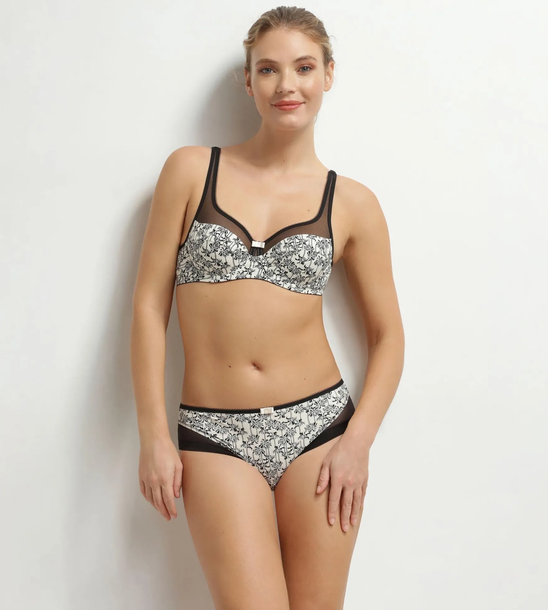 Culotte femme microfibre et tulle motif palmier Dim Generous