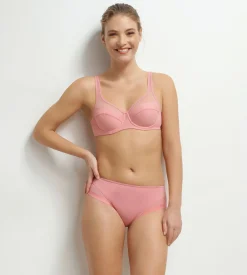 Culotte femme semi-transparente en microfibre rose Dim Generous