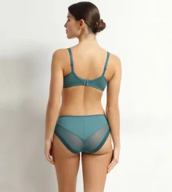 Culotte femme semi-transparente en microfibre verte Dim Generous