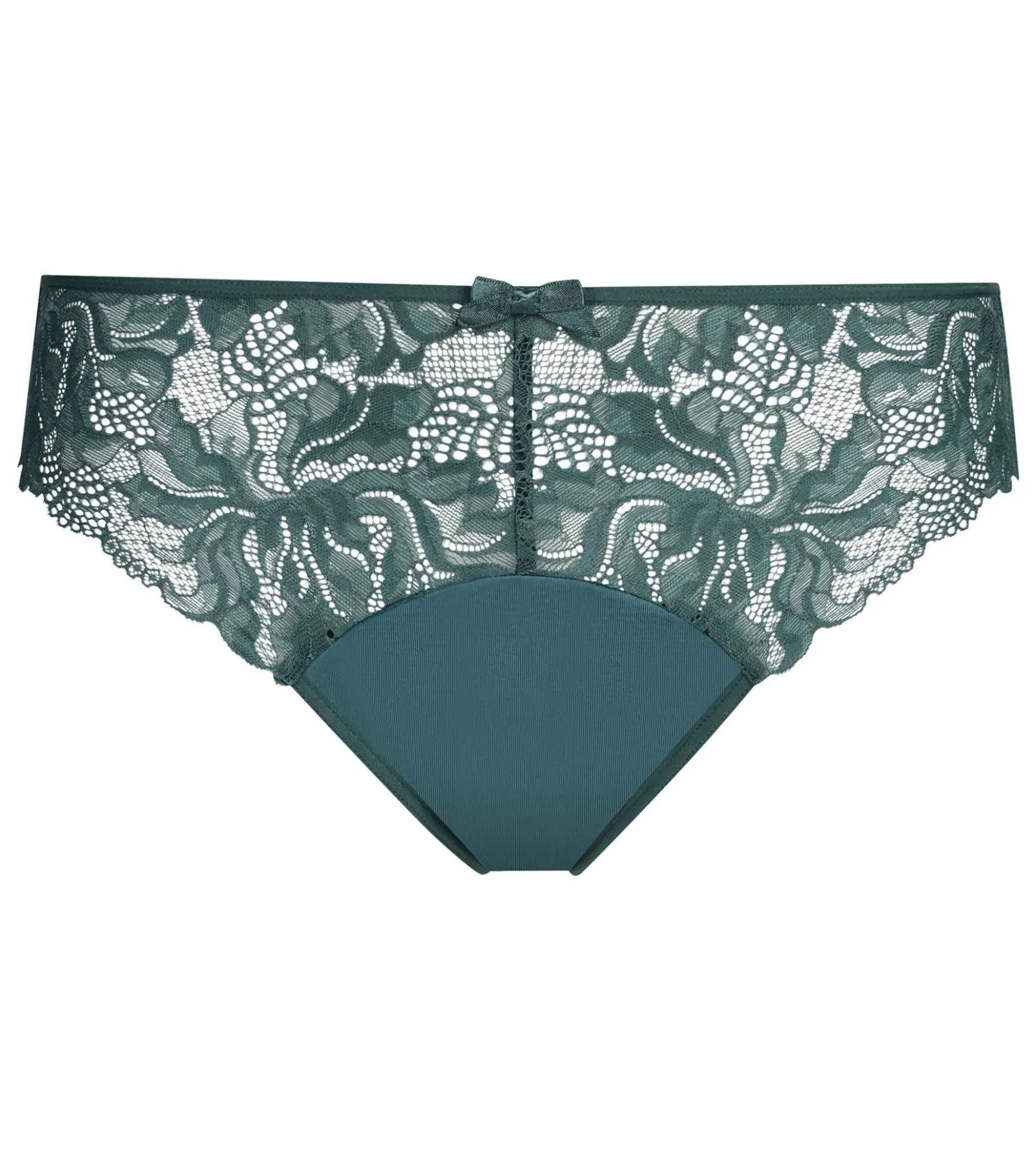 Culotte femme verte en microfibre et dentelle Generous Essentiel