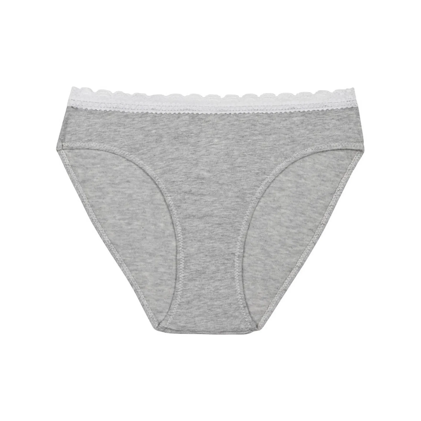 Culotte fille coton stretch à ceinture dentelle Gris Chiné Dim trendy