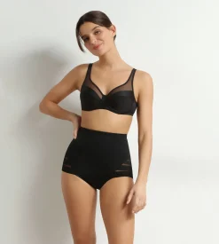 Culotte haute ventre plat Noire Femme Dim Silhouette Élégance