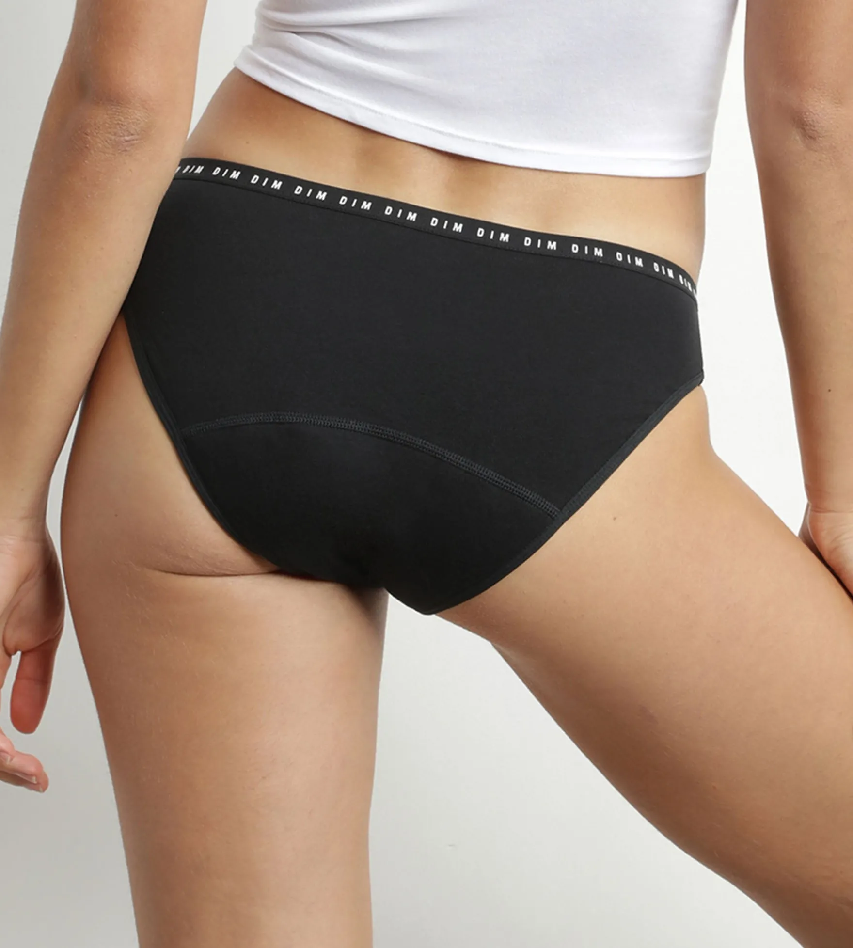 Culotte menstruelle lavable en coton bio noir Flux moyen Dim Protect