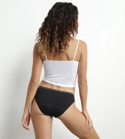 Culotte menstruelle lavable en coton bio noir Flux moyen Dim Protect