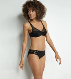 Culotte noire en microfibre Generous Broderie