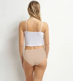 Culotte taille haute femme invisible en microfibre Nude Dim