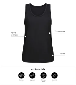 Débardeur de sport femme en viscose noire Dim Move