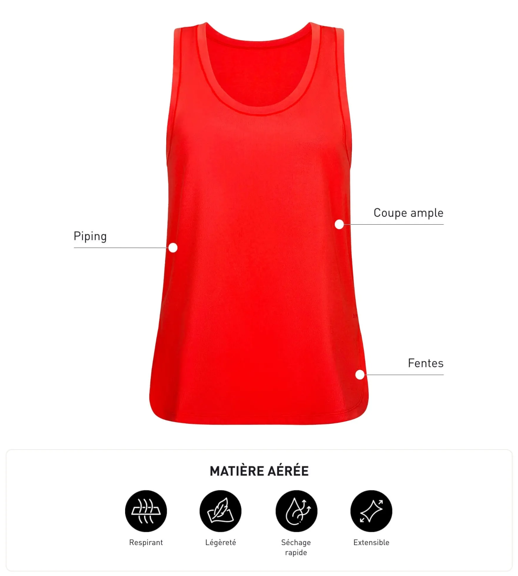 Débardeur de sport femme en viscose orange Dim Move