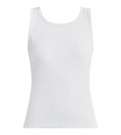 Débardeur femme jersey côtelé fin blanc Dim x Ines de la Fressange