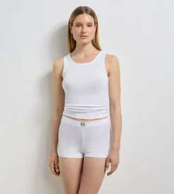 Débardeur femme jersey côtelé fin blanc Dim x Ines de la Fressange