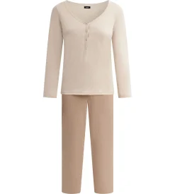 Ensemble pyjama femme col Serafino en jersey Marron Dim Cosy Time