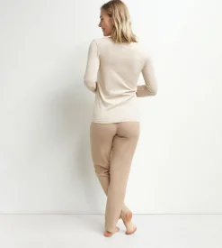 Ensemble pyjama femme col Serafino en jersey Marron Dim Cosy Time