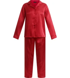 Ensemble pyjama femme pantalon en satin Rouge Dim Don’t Disturb