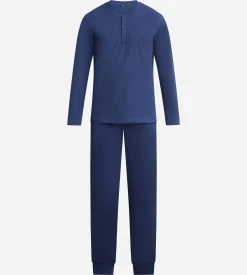 Ensemble pyjama pantalon col serafino en jersey Bleu Nuit Dim Nightwear