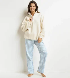Ensemble pyjama pantalon femme Bleu Gris Dim Warm