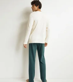 Ensemble pyjama pantalon homme Ivoire Vert Dim