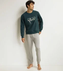 Ensemble pyjama pantalon homme Gris Vert Dim