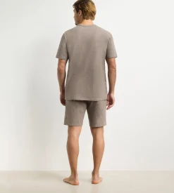 Ensemble pyjama short homme marron mélange Dim Jersey Elastane