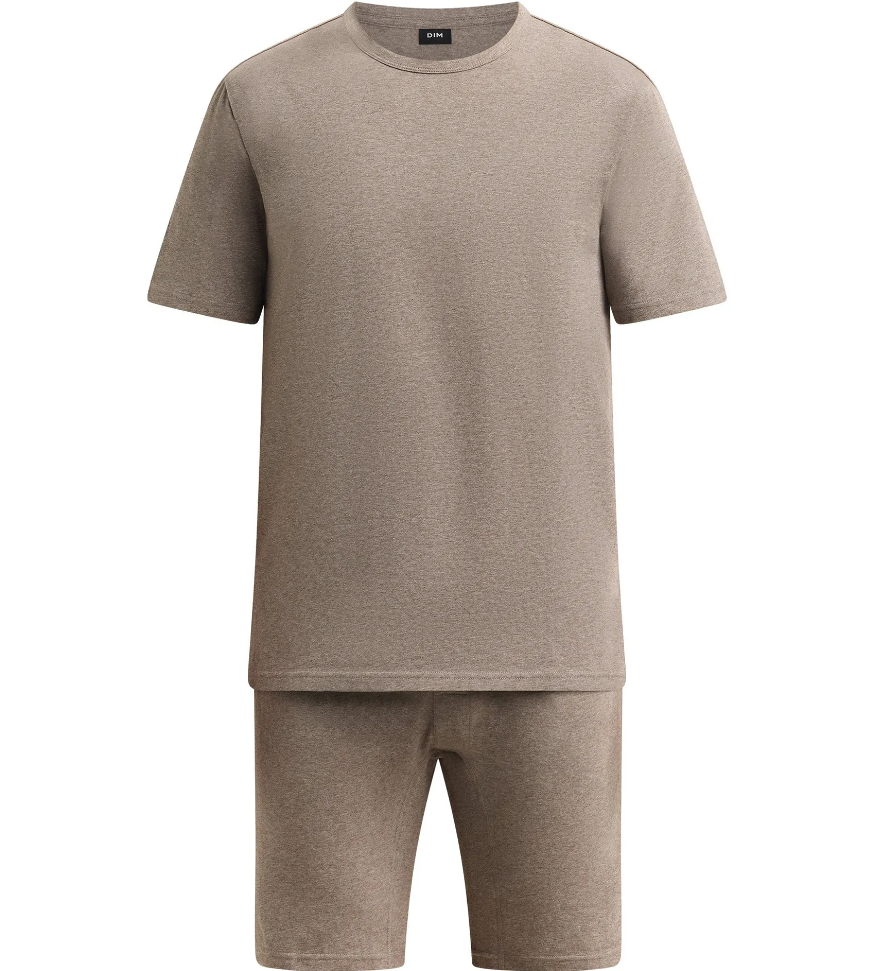 Ensemble pyjama short homme marron mélange Dim Jersey Elastane