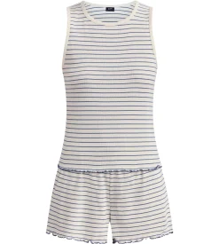 Ensemble pyjama short jersey coton côte rayé Slow Days Fresh Vibes