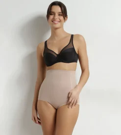Gaine taille haute femme en microfibre nude Dim Silhouette Contour