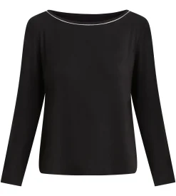 Haut de sport femme à col bateau en viscose noire Dim Move