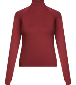 Haut de sport femme à col montant en microfibre Bordeaux Dim Move