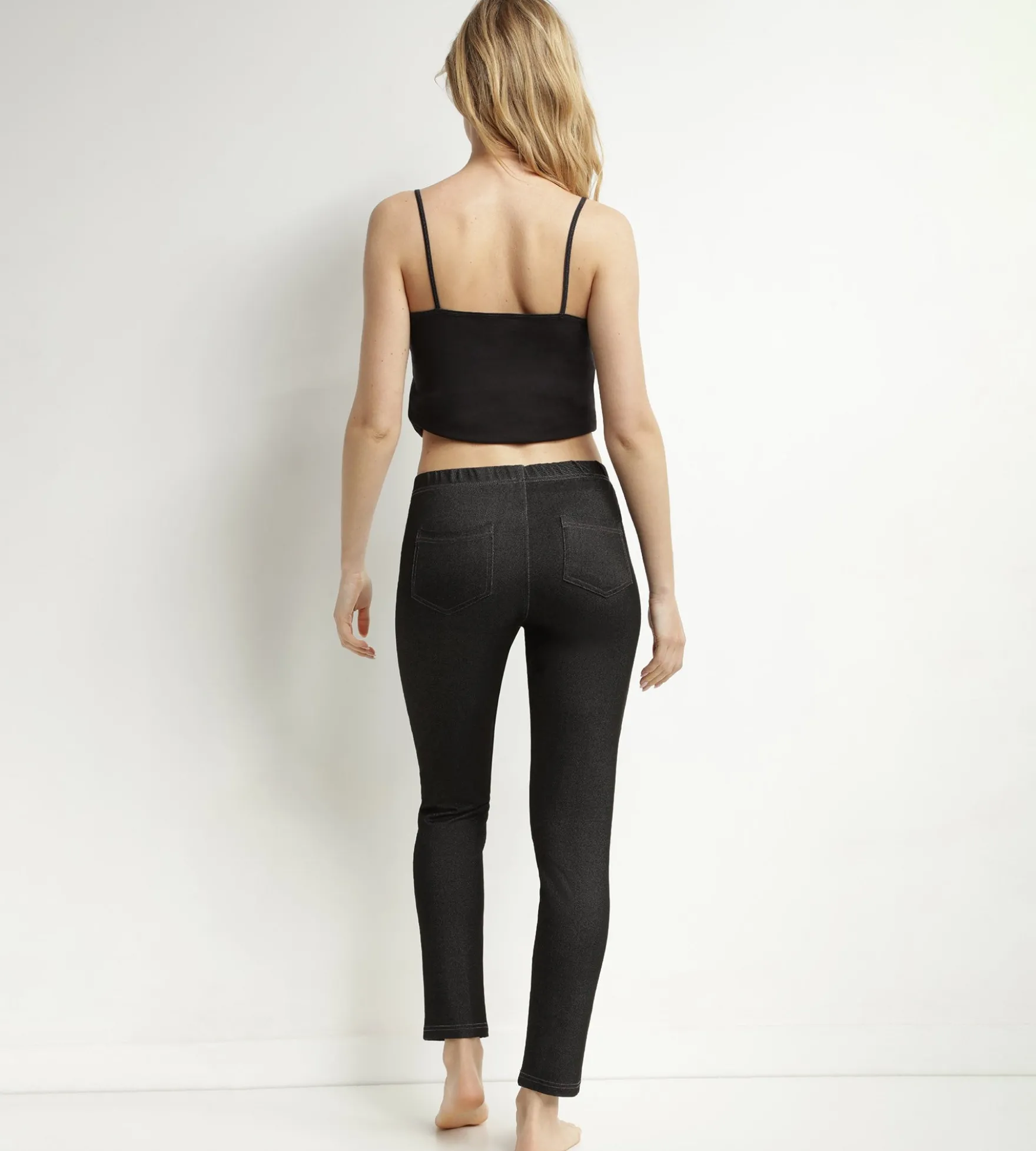 Legging femme effet jean Noir avec poches Dim Relax & Go