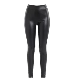 Legging femme Noir en cuir végétal mat Dim Comfywear