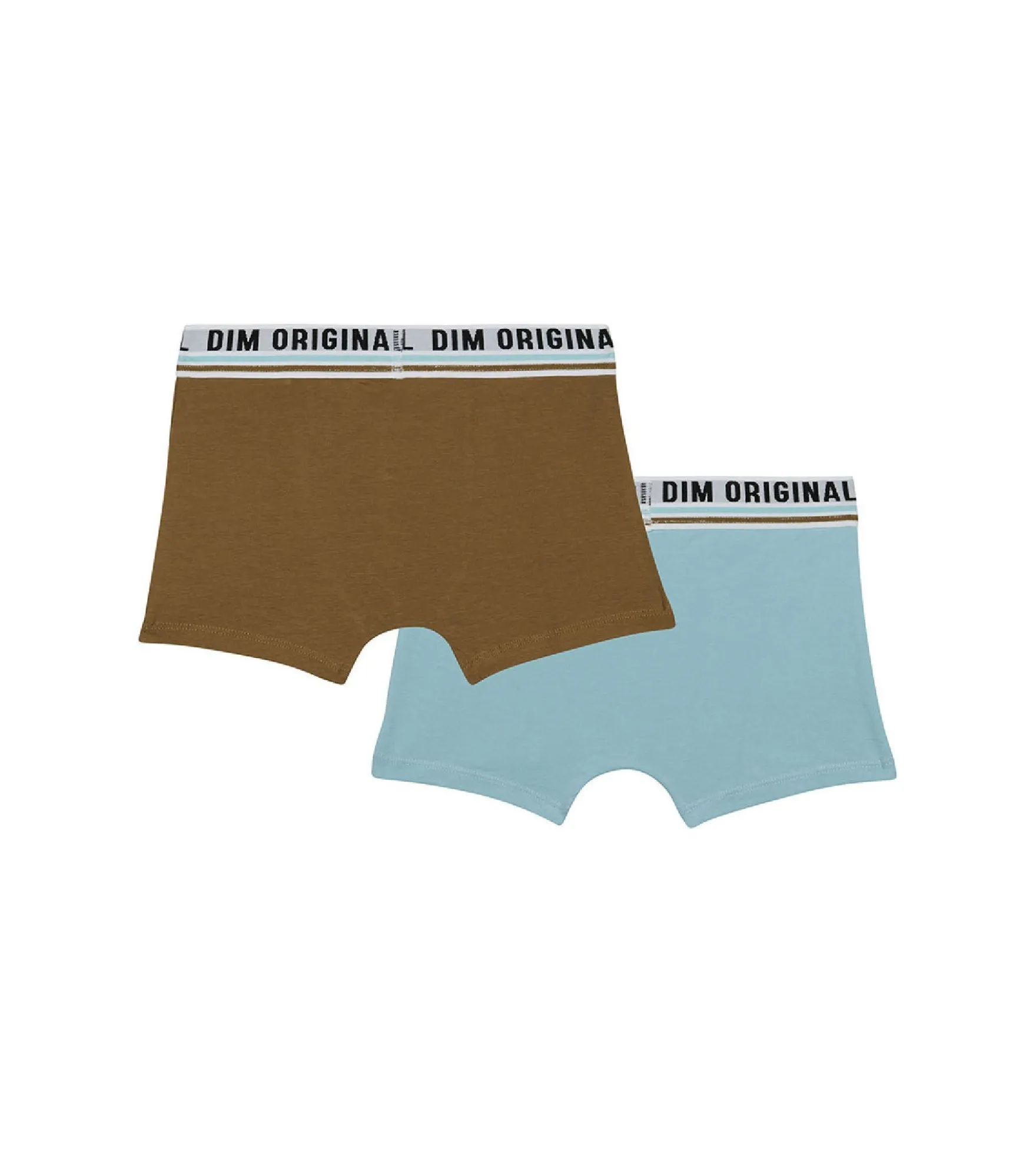 Lot de 2 boxers coton stretch Bleu Marron ceinture rétro Dim Originals