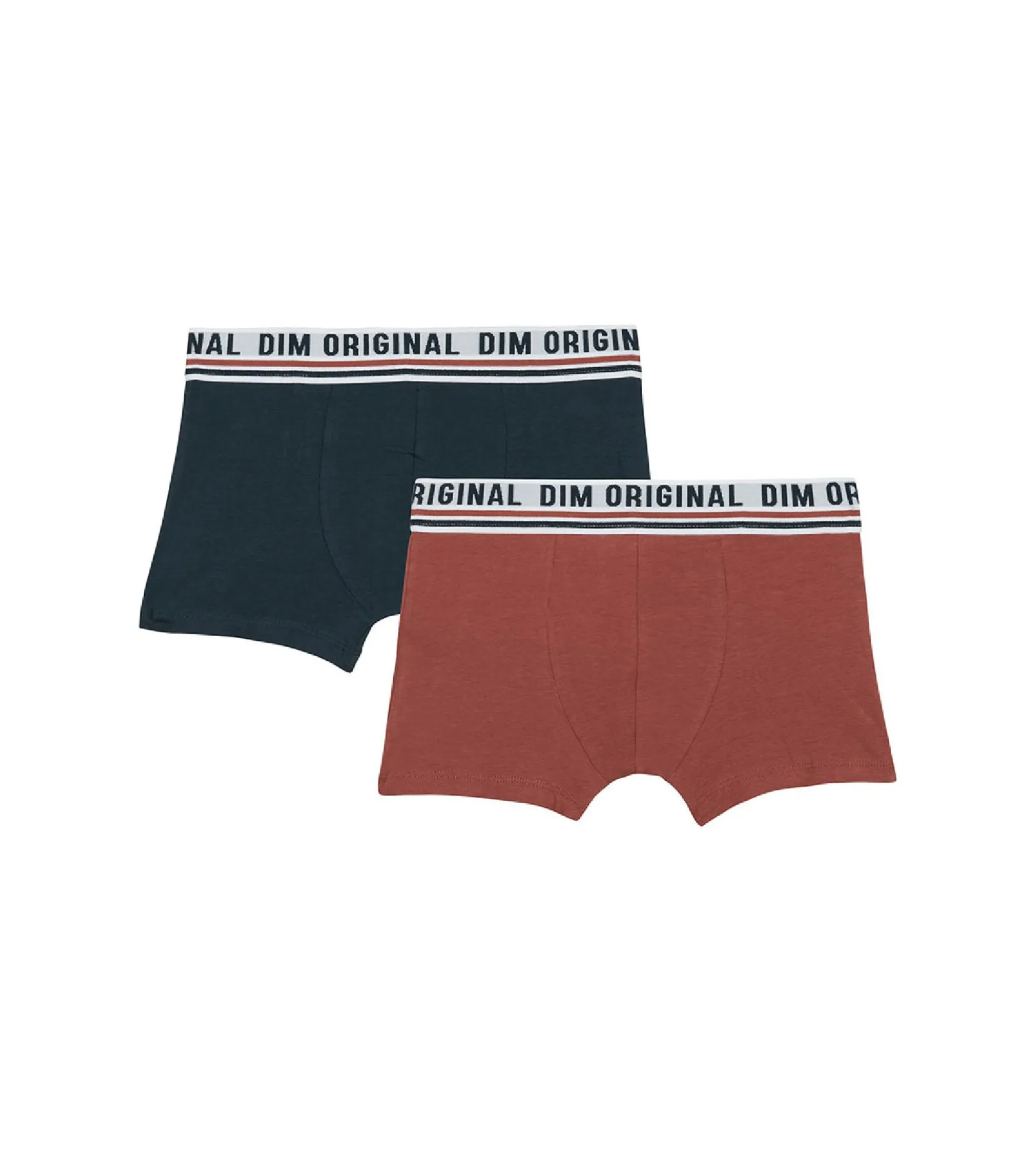 Lot de 2 boxers coton stretch Bleu Rouge ceinture rétro Dim Originals