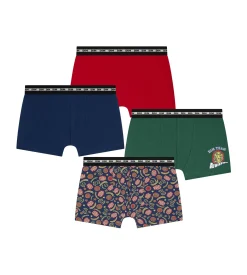 Lot de 4 boxers enfant Rouge Vert Bleu Baseball Dim Coton Stretch