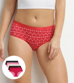 Lot de 5 boxers femme coton stretch motif cœur Les Pockets
