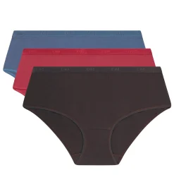 Lot de 3 boxers femme coton stretch Gris Rouge Les Pockets Ecodim