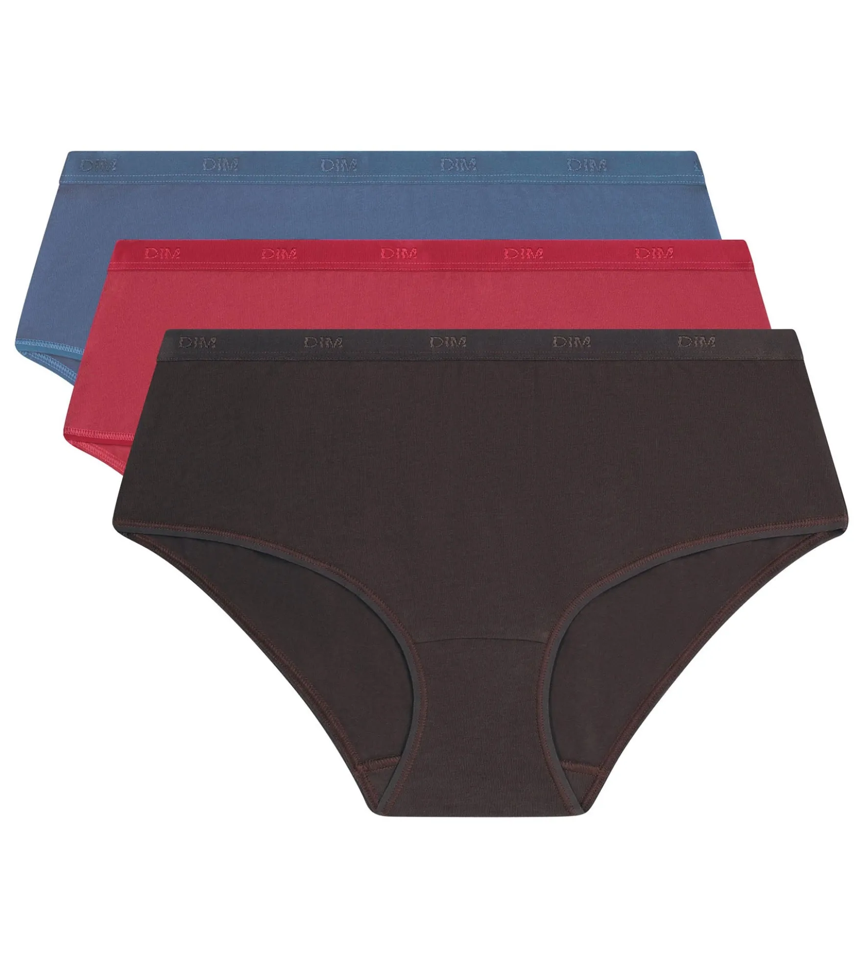Lot de 3 boxers femme coton stretch Gris Rouge Les Pockets Ecodim
