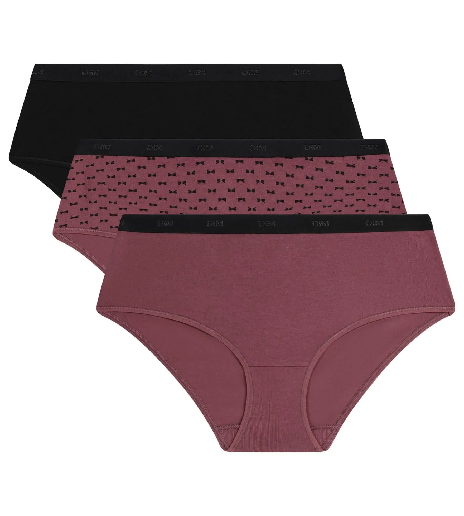Lot de 3 boxers femme en coton stretch Noir Prune Les Pockets