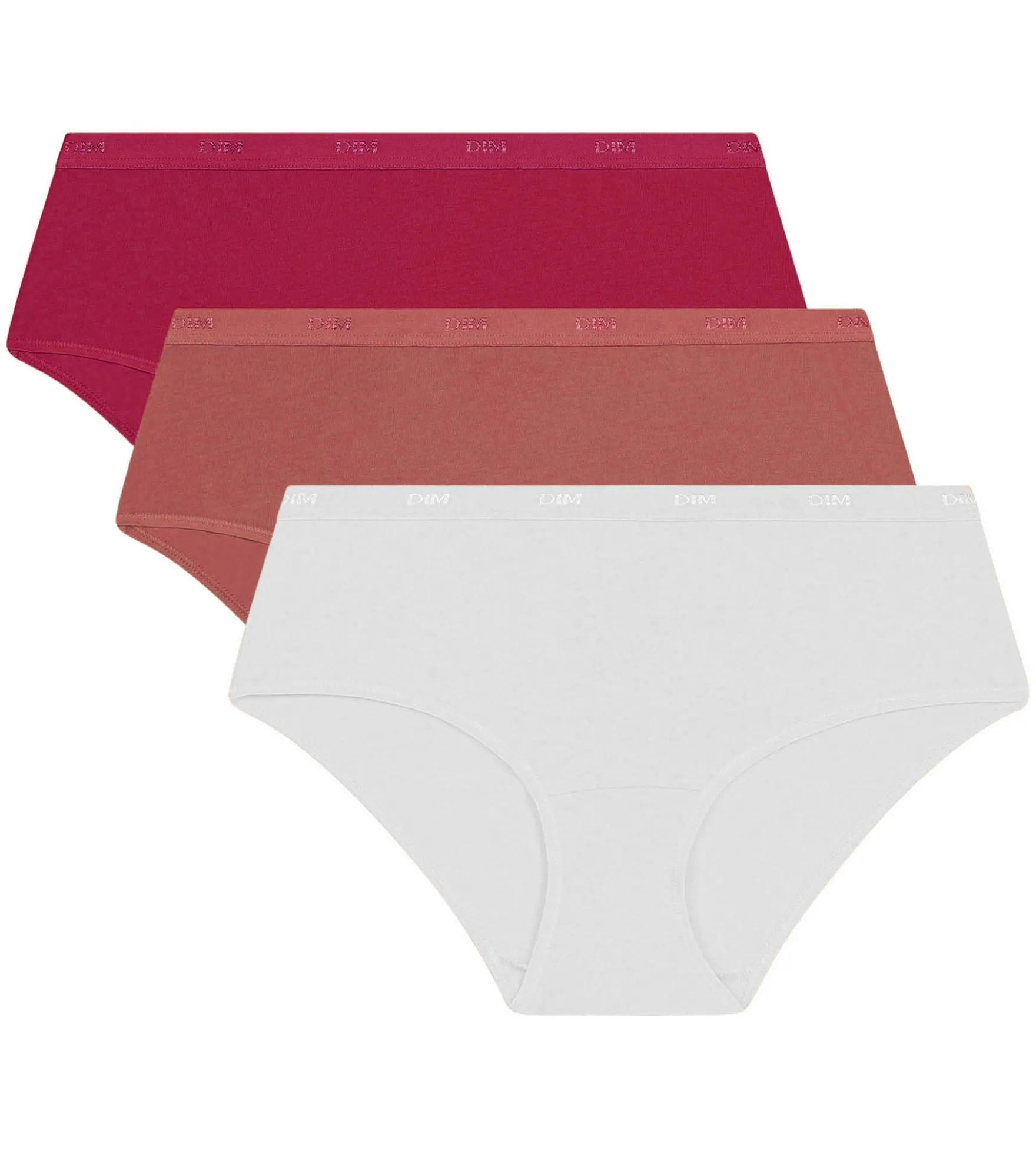 Lot de 3 boxers femme Rouge, Rose, Blanc Les Pockets Ecodim