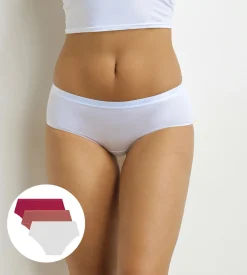 Lot de 3 boxers femme Rouge, Rose, Blanc Les Pockets Ecodim
