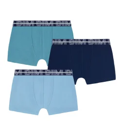 Lot de 3 boxers garçon coton stretch ceinture contrastée Adriatique EcoDim