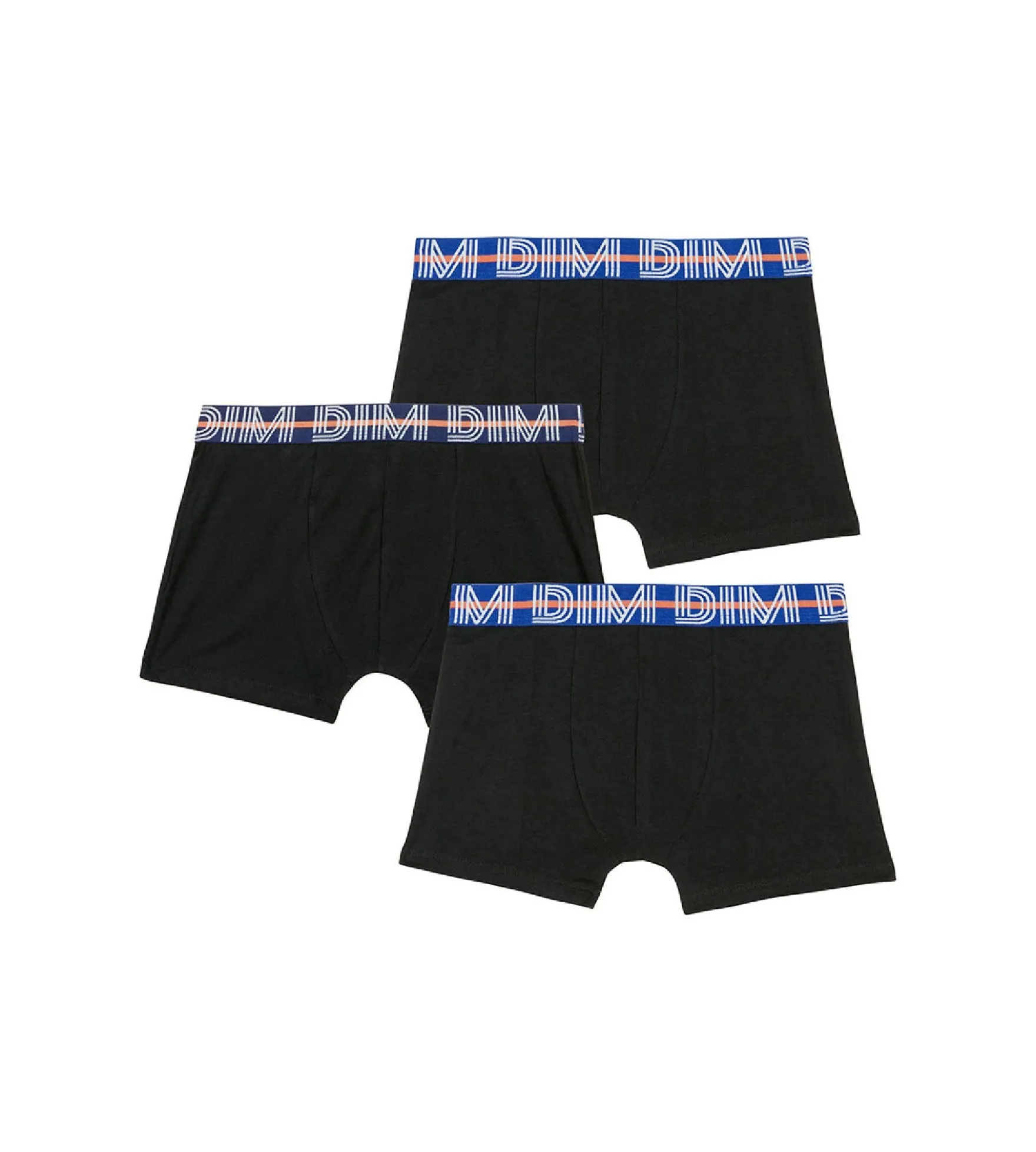 Lot de 3 boxers garçon coton stretch ceinture contrastée Noir EcoDim