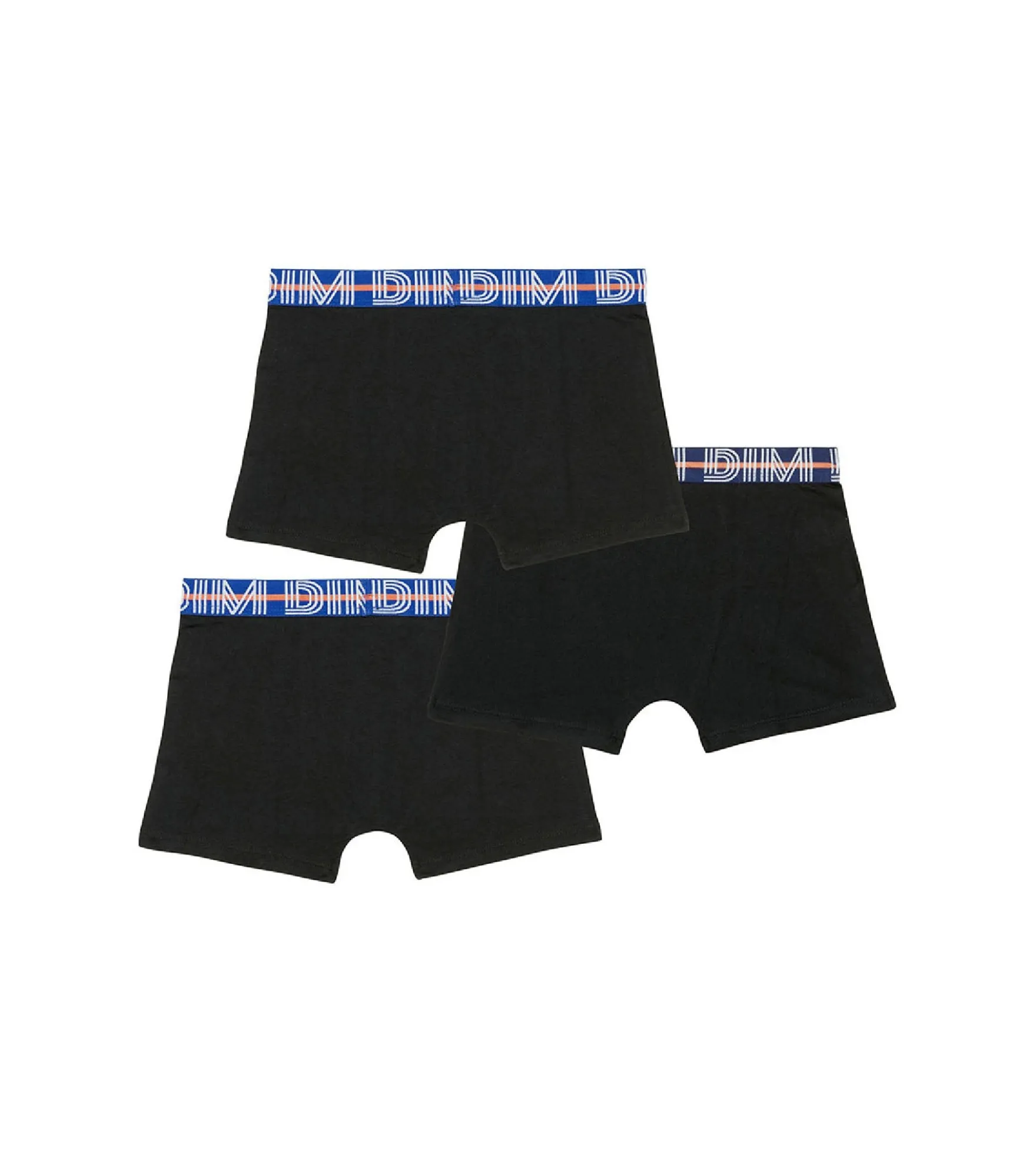 Lot de 3 boxers garçon coton stretch ceinture contrastée Noir EcoDim