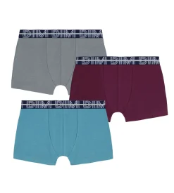 Lot de 3 boxers garçon coton stretch ceinture contrastée Carmin EcoDim