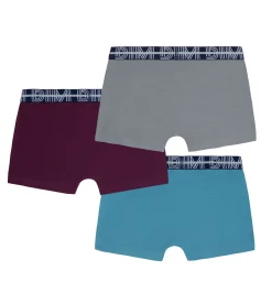 Lot de 3 boxers garçon coton stretch ceinture contrastée Carmin EcoDim