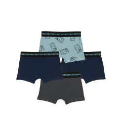 Lot de 4 boxers garçon coton stretch motif gameboy Bleu EcoDim Mode