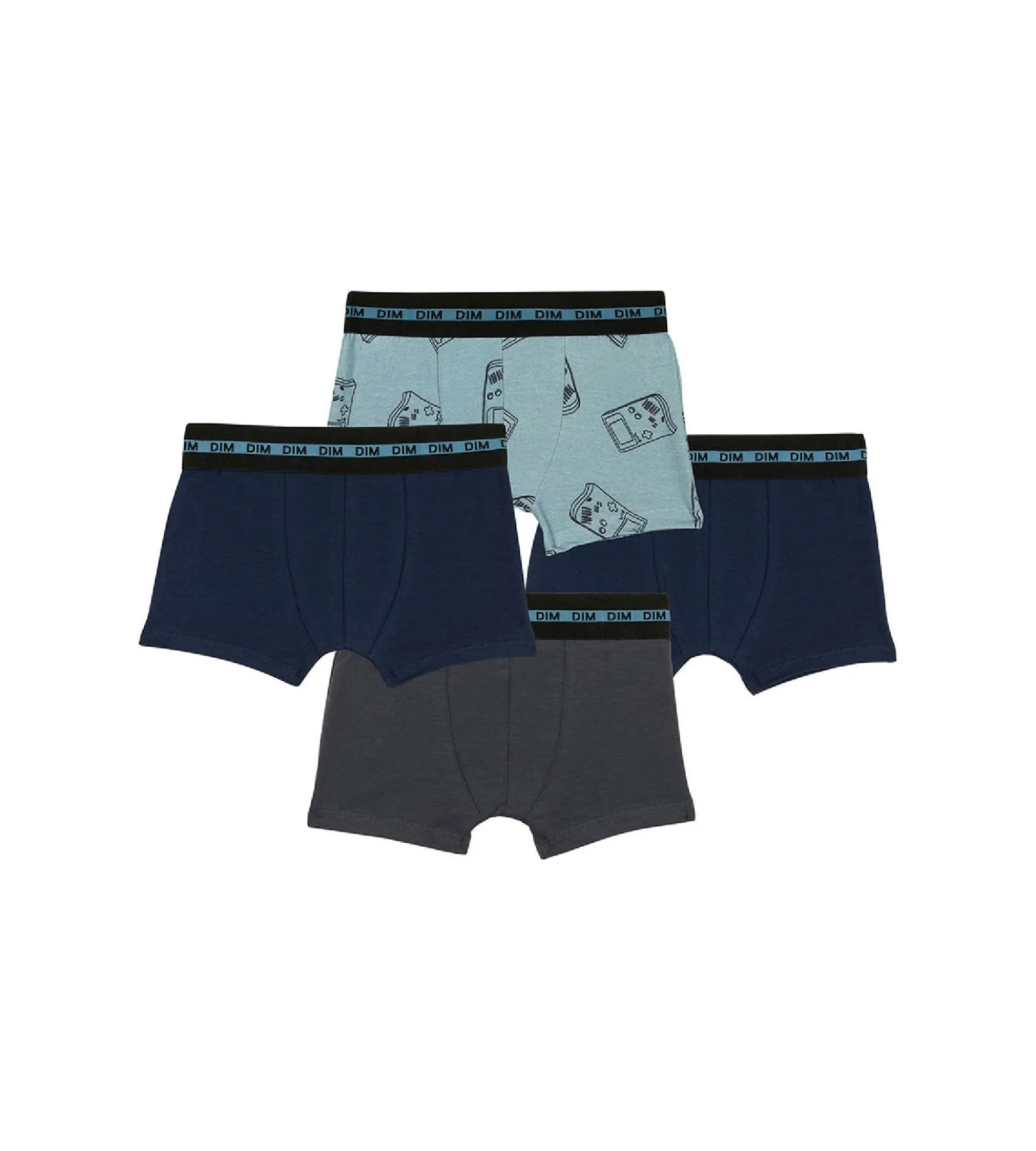 Lot de 4 boxers garçon coton stretch motif gameboy Bleu EcoDim Mode
