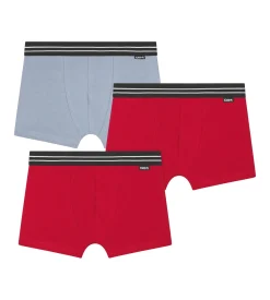 Lot de 3 boxers garçon en coton stretch Rouge Bleu Ecodim