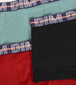 Lot de 3 boxers garçon en coton stretch Rouge Bleu Vert EcoDim Classic