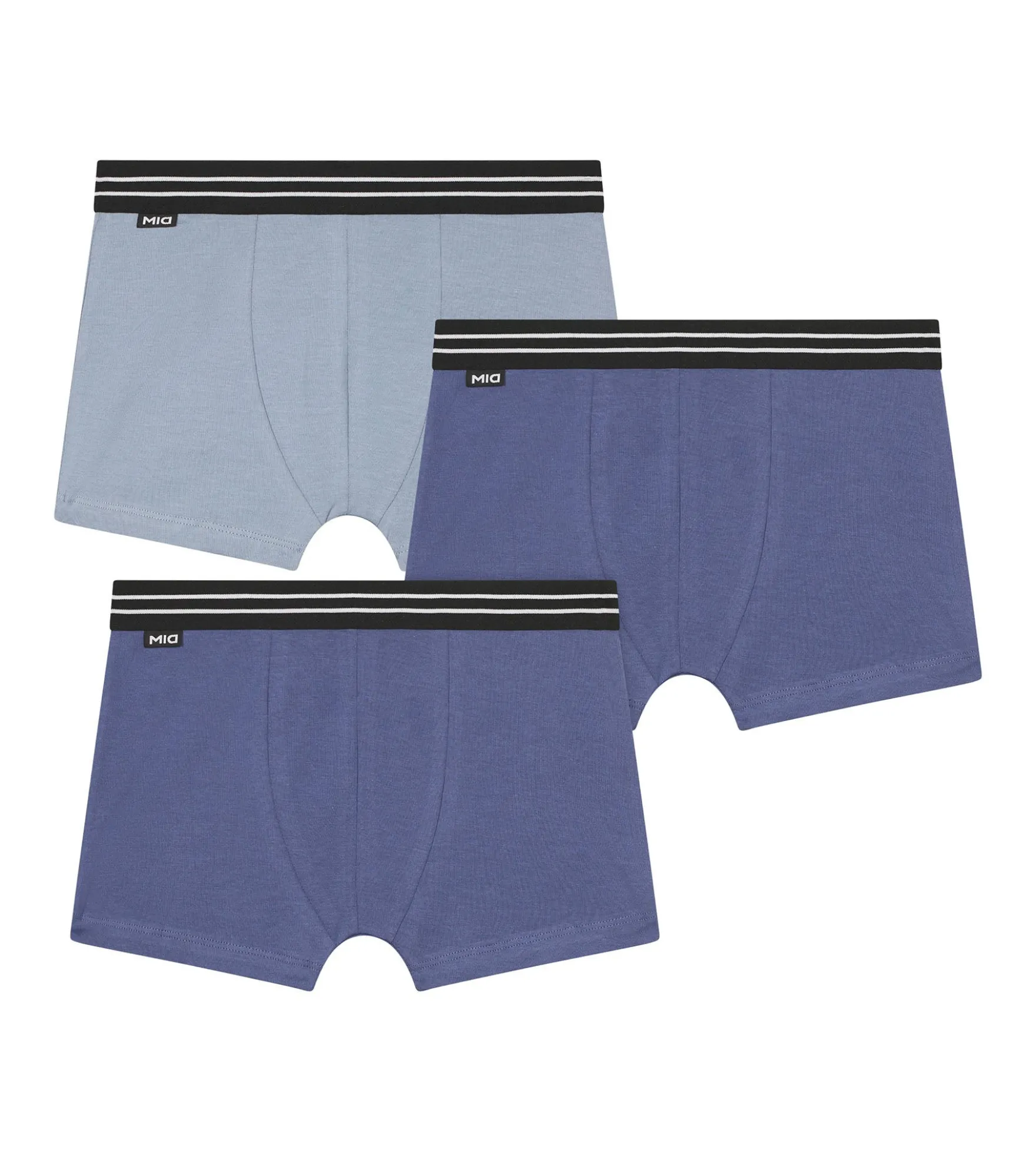 Lot de 3 boxers garçon en coton stretch Bleu Ecodim
