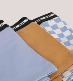 Lot de 3 boxers garçon à motif damier Lila Bleu Coton Stretch Fashion
